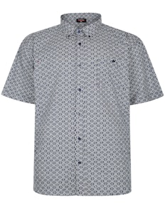 Espionage Short Sleeve Geometric Print Shirt Navy/White